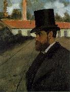 Edgar Degas Henri Rouart in front of his Factory painting